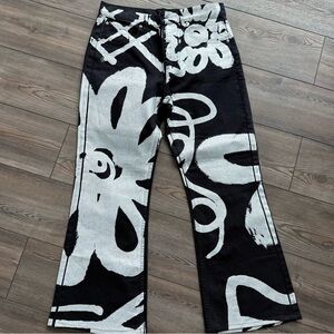 BDG Black with Silver Flower Pattern Denim Jeans
